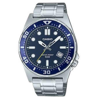 Casio MTD-135D-2A – Reloj deportivo de acero con esfera azul resistente al agua 100m