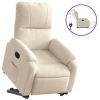 sillon electrico reclinable elevable tela microfibra beige vidaxl