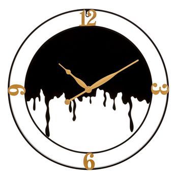 Reloj De Pared Redondo De Metal Negro Y Dorado Ø 66x4 Cm