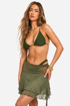 Falda Para La Playa Con Volante, Verde