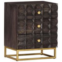 mesita de noche de madera maciza de mango negro 40x30x50 cm vidaxl