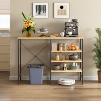 mesa de almacenamiento - mueble auxiliar - mdf y metal - negro y natural 120x40x855cm