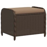taburete de jardin  otomana de jardin  reposapies de jardin con cojin ratan sintetico marron 58x46x46 cm