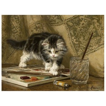 Legendarte - Cuadro Lienzo, Impresión Digital - El Joven Artista - Henriëtte Ronner-knip - Decoración Pared Cm. 60x80