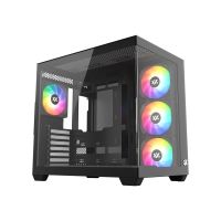 chasis xyz tesseract x atx vidrio templado 7x120mm argb pwm dual camara usb-c negroblanco