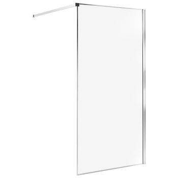 Mampara De Ducha Baño De Vidrio Templado Sin Puerta Plateado 100 X 190 Cm Waspam