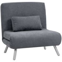 homcom sillon tapizado con funcion de cama diseno 2 en 1 sillon cama cama de invitados tela de terciopelo con cojin gris oscuro   aosom espana