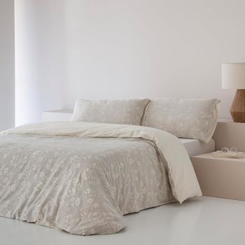 Funda Nórdica Oja  100% Algodón Jacquard Gris 200 Hilos Cama 105