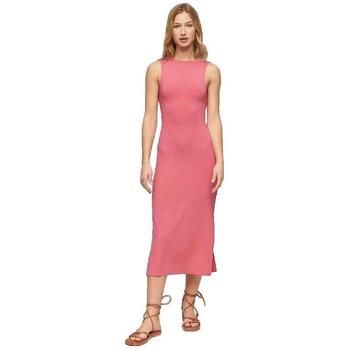 Superdry Vestido largo Robe Twist Back sans manches rose para mujer