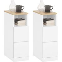 sobuy lote de 2 mesitas de noche estrechas con 2 cajones y estante blanco 35x20x60 cm fbt149-wnx2