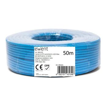 Bobina cable de red Ewent IM1222 Cat6A U/UTP LSZH 50 m Azul