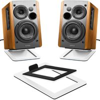soporte de base para altavoces mejora los efectos de sonido espacial y la absorcion de impactos para altavoces de computadora y soporte de audio de escritorio