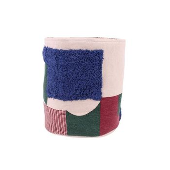 Cesta de algodón tejido bordado y tuftado 30x35cm colorida