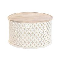 mesa auxiliar dkd home decor aluminio madera de mango 81 x 81 x 45 cm