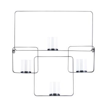 Candelero De Metal Negro 65 Cm Pantalla Portavelas Pared Moderno Palawan
