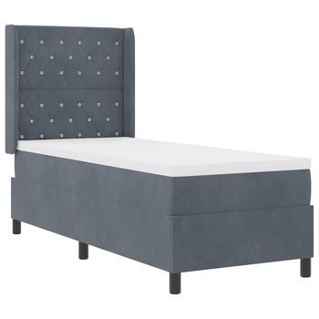 Cama Tipo Box Spring Con Led Gris Oscuro 80 X 200 Cm Terciopelo Vidaxl