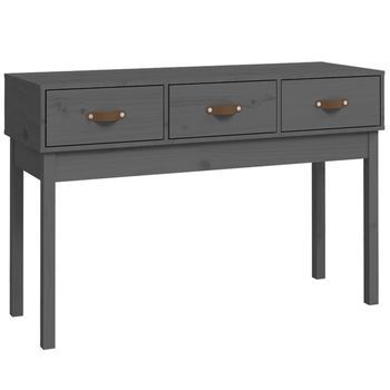 Mesa Consola De Madera Maciza De Pino Gris 114x40x75 Cm Vidaxl