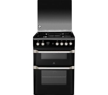 INDESIT ID60G2K 60 cm Gas Cooker - Black, Black