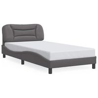 cama para adulto  cama individual  estructura de cama con cabecero cuero sintetico gris 100x200 cm