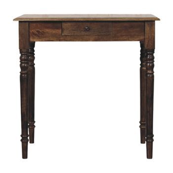 Escritorio De Madera Maciza, Estilo Artesanal, Con Patas Torneadas.