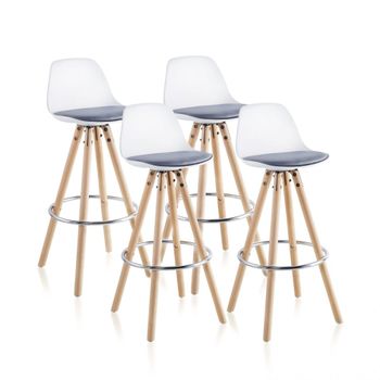 Pack 4 taburetes altos 96x41 cm pvc blanco - gris
