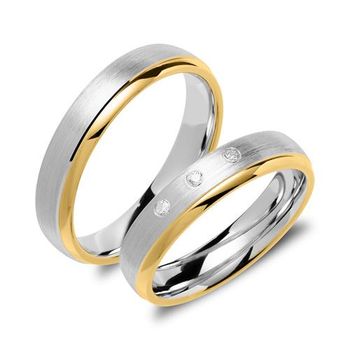Anillos de boda de plata 925 con baño de oro