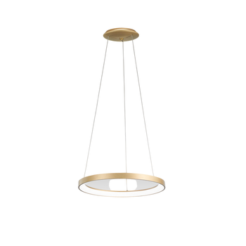 Krizia - Lámpara Colgante Led Regulable 50w - 2900lm, Luz Cálida 3000k, Aro Oro Cepillado, Difusor Opal, D. 60cm, Ip20