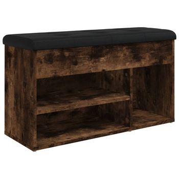 Zapatero Madera De Ingeniería Roble Ahumado 82x32x45,5 Cm Vidaxl