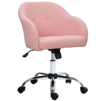 HOMCOM Silla de oficina, silla de escritorio ergonómica, altura ajustable, asiento y respaldo acolchados, Rosa