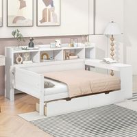 sofa cama 90x200 cm con escritorio 2 cajones y puertos usb blanco