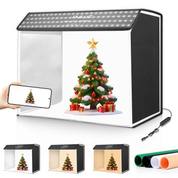 PULUZ 60x40cm caja de luz LED para estudio fotográfico portátil 24x16x20 pulgadas Kit de tienda de estudio de fotografía cuboide con caja de fondos de 4 colores