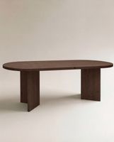 mesa de comedor de madera maciza en tono nogal de 180x75cm