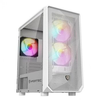 Nfortec Dys ARGB Torre MicroATX con Cristal Templado 3 Ventiladores USB 3.0 ARGB Blanca