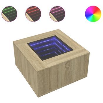 Mesa De Centro Y Led Madera Ingeniería Roble Sonoma 60x60x40 Cm Vidaxl