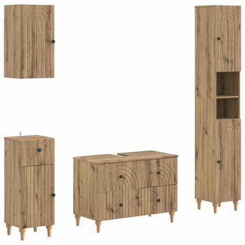 Juego De Armarios De Baño De 4 Piezas Alkmaar Roble Artisan Vidaxl