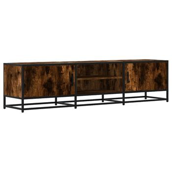 Mueble Tv | Mueble De Salón Metal Y Madera Ingeniería Roble Humo 160x35x41 Cm