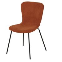 silla de comedor de pana reciclada color teja y patas de acero