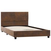 cama individual  cama para adultos  estructura de cama de piel de ante artificial marron 100x200 cm