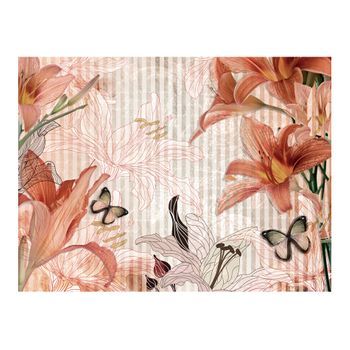 Papel Pintado 3d - Flores Y Mariposas (250x193 Cm)