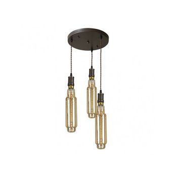Lampara Elio 3xe27 Marron/ambar Bombillas Incluidas 24w 3000k 1920lm Regx30x30 Cm