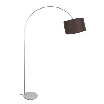 Lámpara de pie arco metal aluminio pantalla marrón