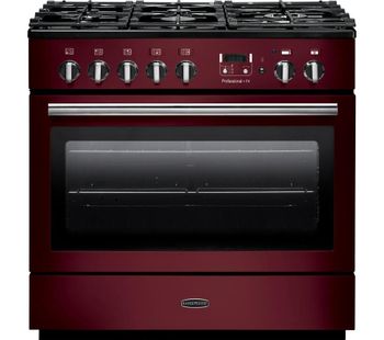 RANGEMASTER Professional FX 90 Dual Fuel Range Cooker - Cranberry & Chrome, Cranberry