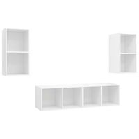 4 uds muebles tv de pared  mueble de salon  armario tv madera de ingenieria blanco