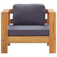 silla de jardin  silla de exterior  sillon con cojin madera maciza de acacia gris oscuro