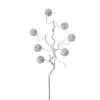 rama de pompones brillantes artificial plateada h50