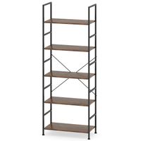 costway estanteria de 5 niveles 160 cm de altura con estantes industriales y estructura metalica organizador de almacenamiento rustico marron