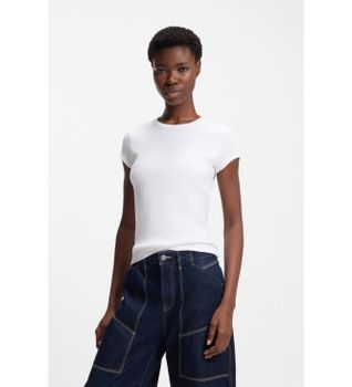 BOSS para mujer. 50554675 Camiseta Ecute blanco (M), Casual, Algodón, Manga corta