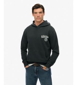 Superdry para hombre. M2014390A Sudadera Tokyo Narrative Loose capucha negro (S), Casual, Algodón