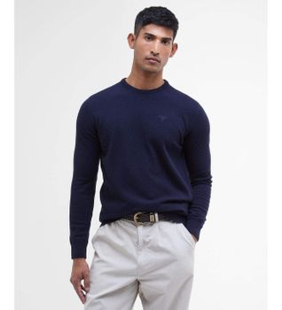 Barbour para hombre. MKN0345 Jersey Essential marino (M), Casual, Lana, Poliéster