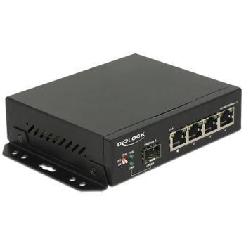 Conmutador Ethernet Gigabit Delock 4 Puertos RJ-45 con Ranura SFP
